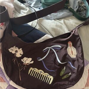 Brown Embroidered Medium Crescent